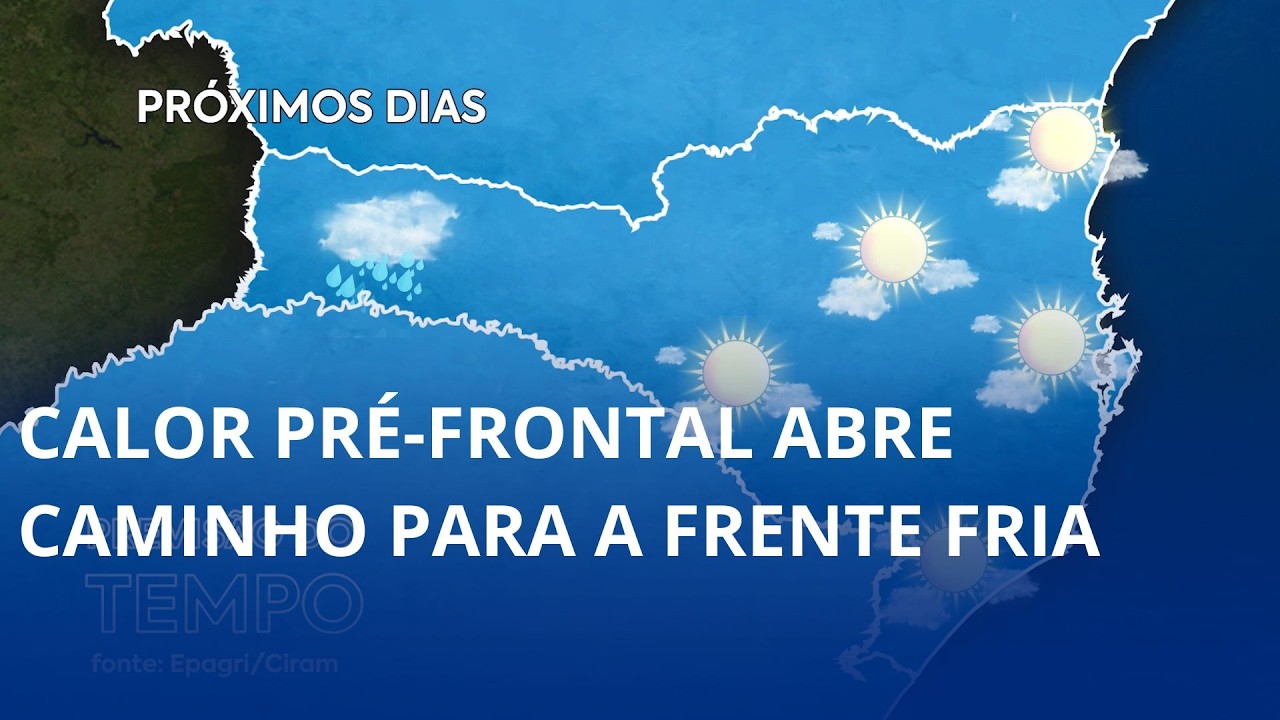 Calor pré-frontal abre caminho para a frente fria, que do Uruguai já se desloca para o Brasil amanhã