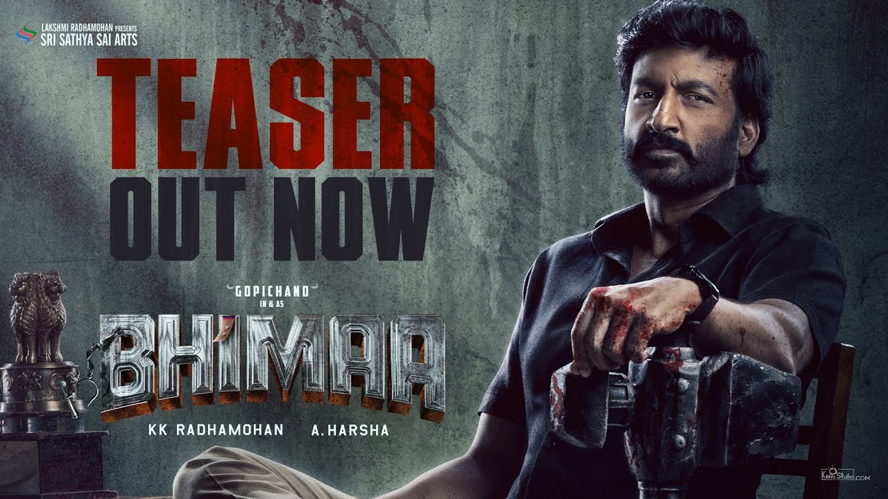 BHIMAA Teaser | Gopichand | A Harsha | Ravi Basrur | KK Radhamohan | Sri Sathya Sai Arts