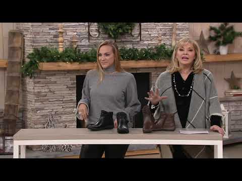 Earth Leather Ankle Boots with Ruched Detail- Watson on QVC