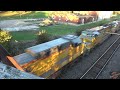 Old Hump Back Bridge View Of An Open Hopper Train And Two Nice Mixed Freights Through Quarry Ia