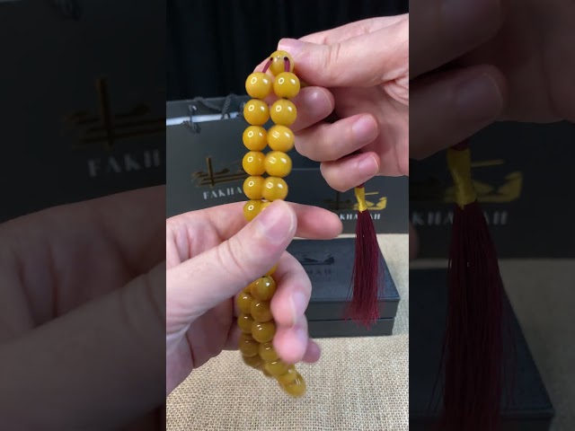 سبحة مسكي أصفر خردلي – كركوشة عنّابية