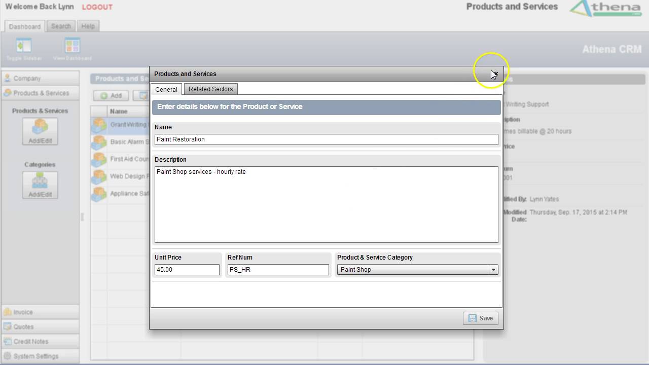 Athena CRM - How to Create Product Categories