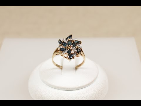 Vintage 9ct Gold Sapphire & Diamond Flower Ring  3871
