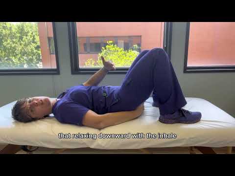 Diaphragmatic Breathing in Hooklying to help relax your pelvic floor