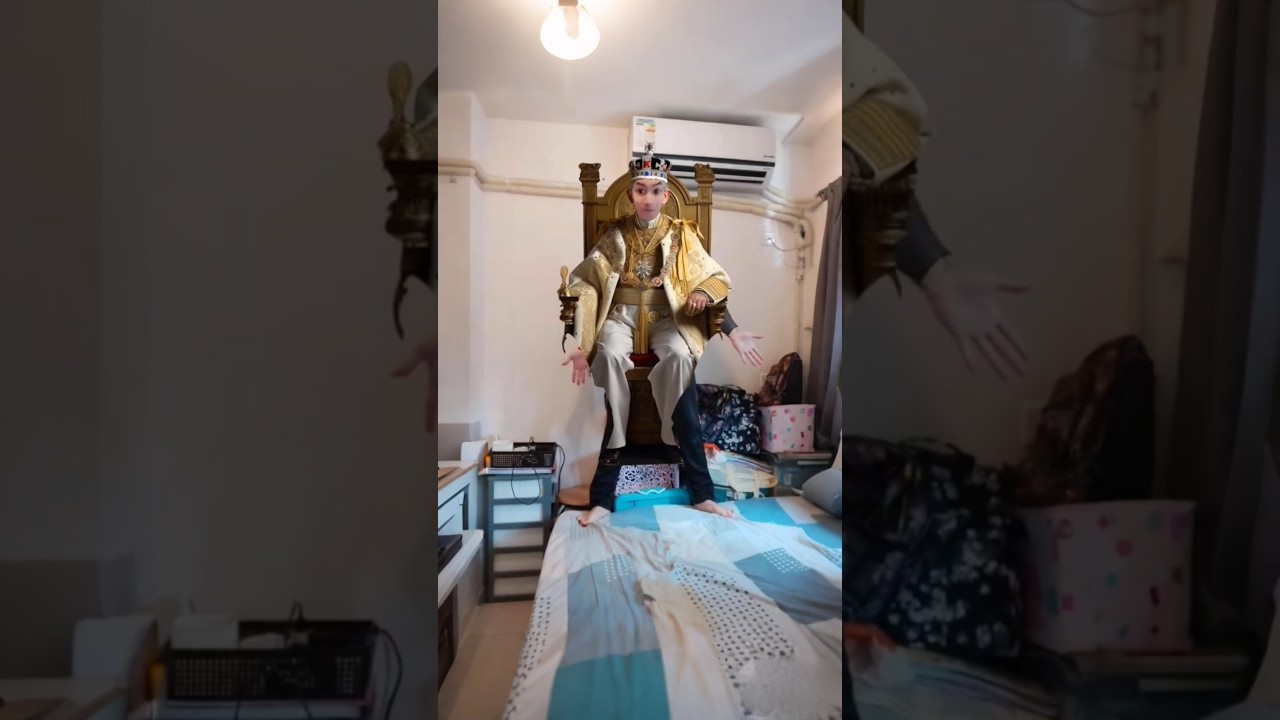 Bedroom king in crown & robe, wields humor, unifies chaos into aesthetic empire.#shorts