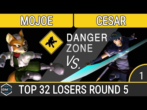 Danger Zone - Mojoe (Fox) vs. Cesar (Marth) - SSBM Singles Top 32 Losers Round 5 - Smash Melee