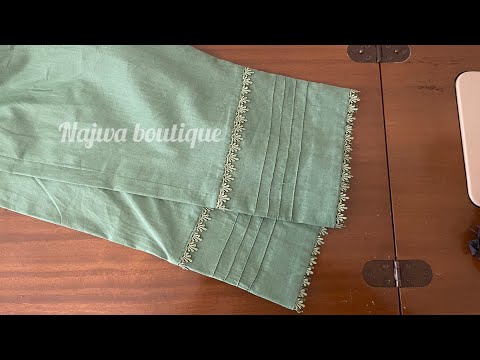 Trouser design with lace cutting and stitching