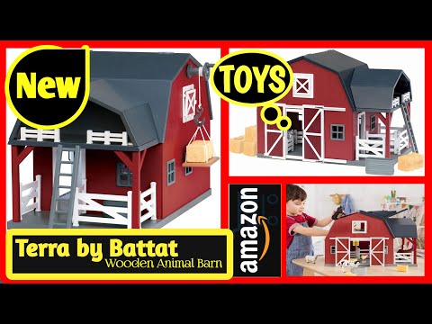 Terra by Battat – Wooden Animal Barn – Toy Barn Farm Toys Playset for Kids