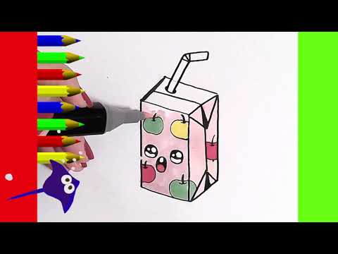 KAWAII COMMENT DESSINER ET COLORIER FACILE Nourriture. Jus de fruit