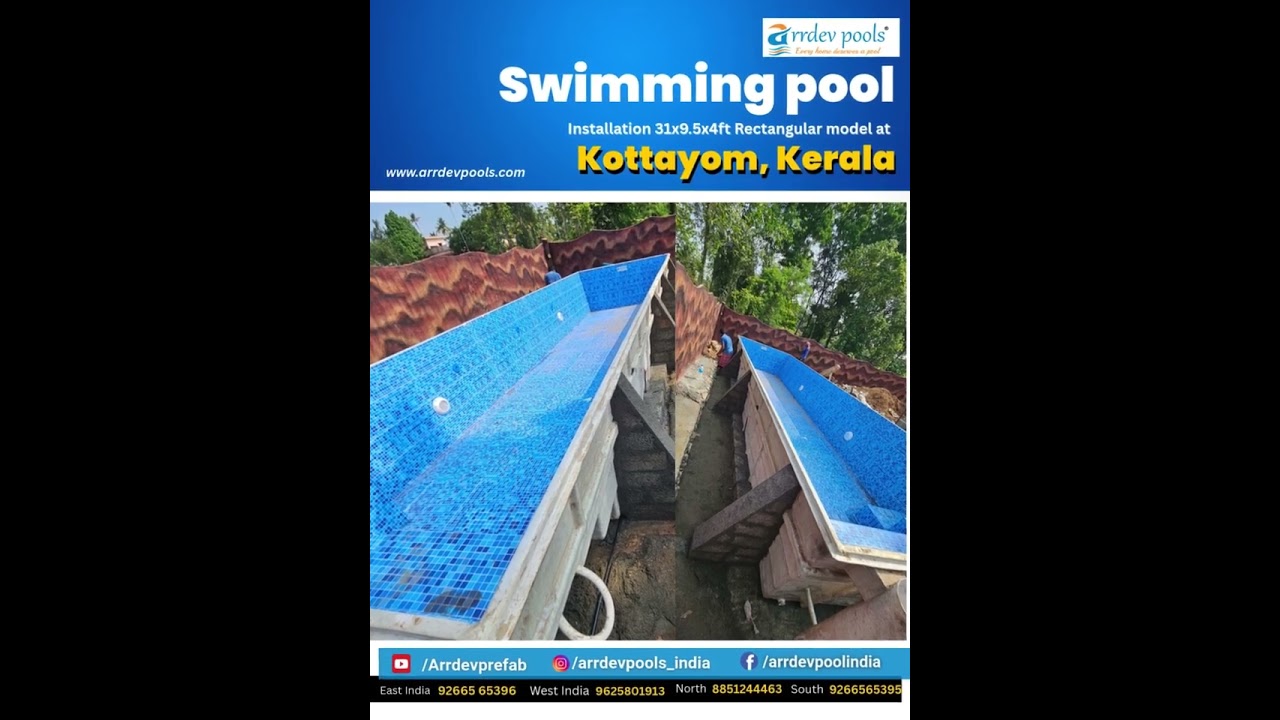 Swimming pool installation 31*9.5*4 ft Rectangular at kottayom, Kerala #swimmingpools #arrdevpools