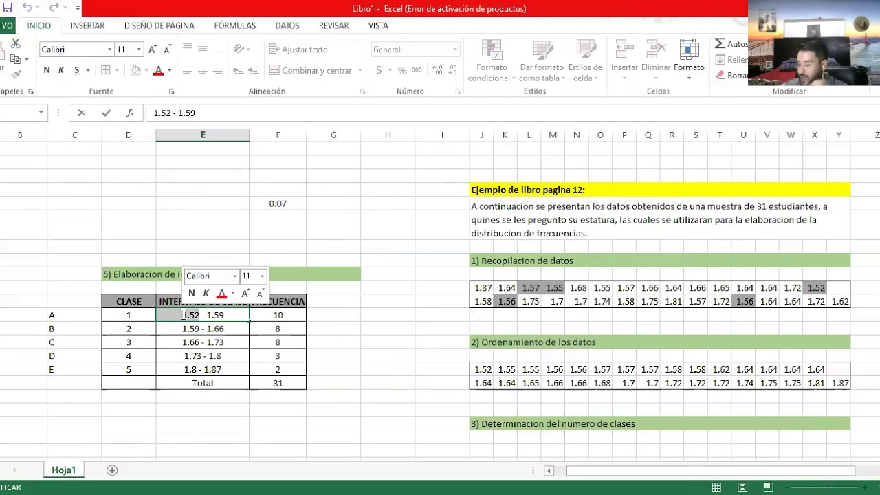 Tabla de distribución de Frecuencias - Matemáticas y vida cotidiana I - BGC - UDG