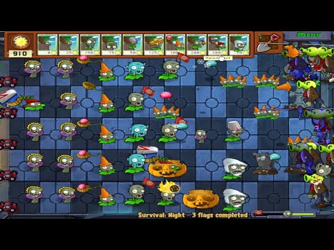 Plants vs. Zombies Mod Zomplant vs. Zombotany Survial Night ( 1 - 5 ) - Gameplay Walkthrough Part 9