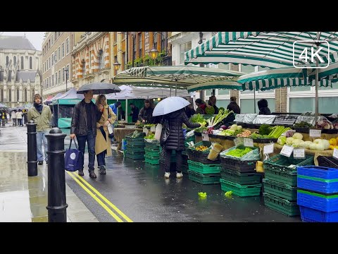 Rainy Day Walk to Marylebone Farmers Market | London Walking Tour