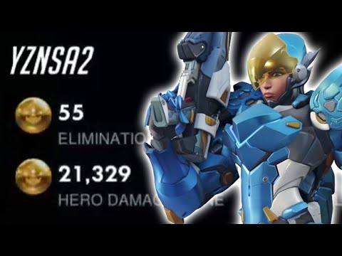 55 ELIMS! POTG! YZNSA INSANE PHARAH GAMEPLAY OVERWATCH SEASON 28 TOP 500