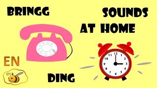 Sounds at home for kids babies. First words for toddlers to read. Onomatopoeia for kids