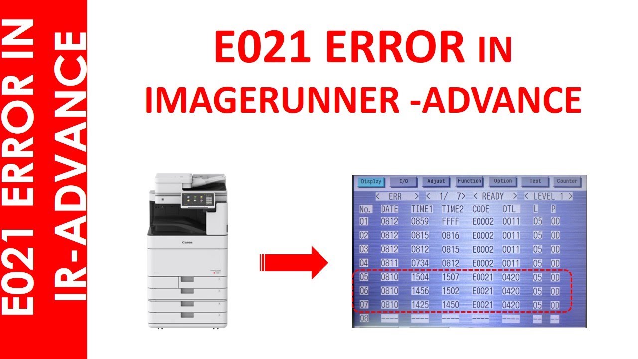 E021 ERROR CODE IN IMAGERUNNER ADVANCE