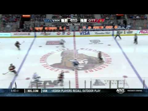Daniel Sedin #300 snap shot goal 1-1 Vancouver Canucks vs Ottawa Senators 11/28/13 NHL Hockey.