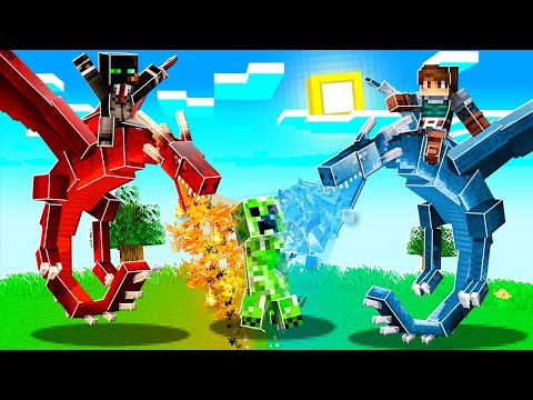 FIRE DRAGON vs ICE DRAGON in Minecraft! (CRAZY)