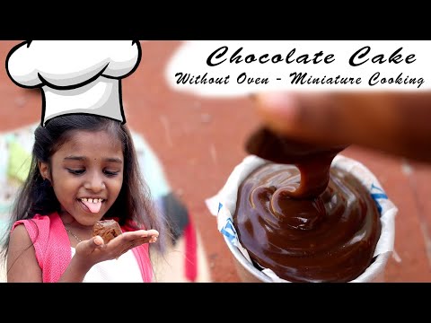 Chocolate Cake - Without Oven | Miniature Cooking | Sherina Angel - Eggless Cake