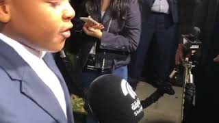 Jibrail Nantambu speaks French with French Press on Halloween Movie Red Carpet video