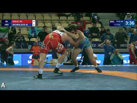 1/2 FS - 97 kg: M. GOLEIJ (IRI) df. M. MCHEDLIDZE (UKR) by VPO1, 8-6