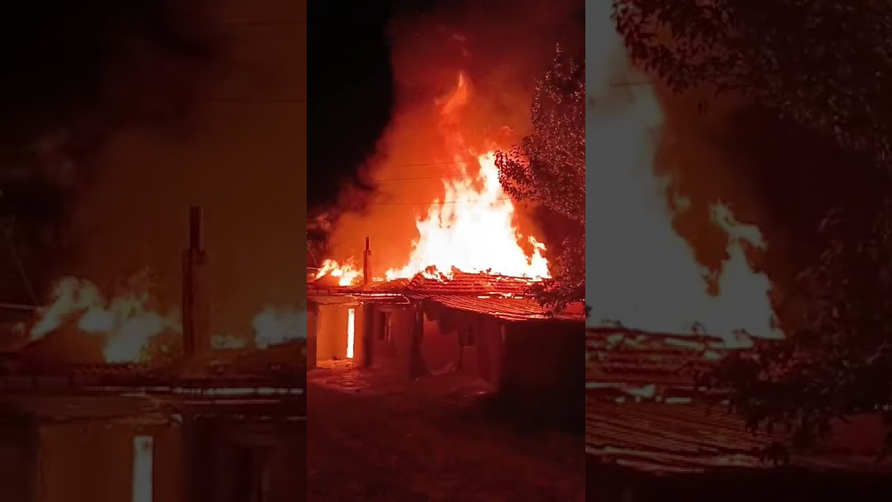 Göltepe Köyünde gece yarısı yangını