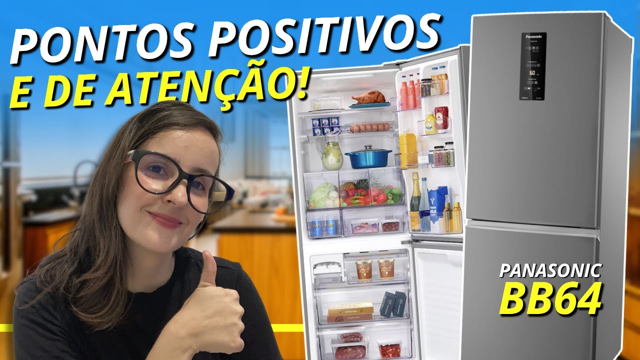 Miniatura da avaliação em vídeo de Geladeira Panasonic NR-BB64PV2B Inverter 475L Black Inox Look