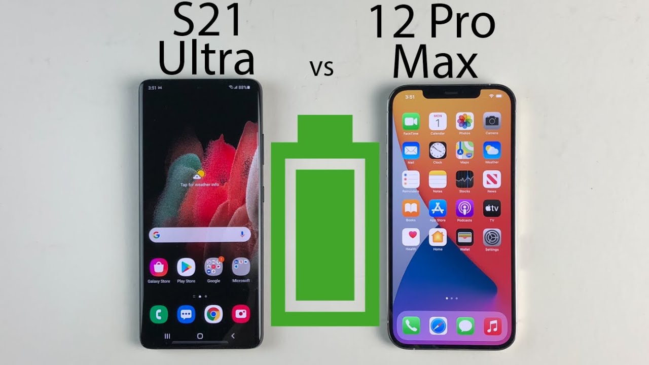 iPhone 12 Pro Max vs Galaxy S21 Ultra Battery Life DRAIN Test