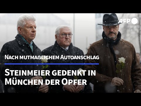 Video Thumbnail: Nach mutmaßlichem Autoanschlag: Steinmeier gedenkt in München der Opfer | AFP