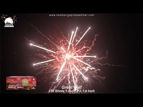  Kembang Api Cake TOP1385 Great Wall 138 Shots 1.0 + 1.2 + 1.9 Inch Cake Fireworks Indonesia