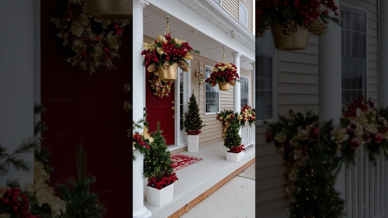 15 Red And Gold Christmas Front Porch Decor Ideas For A Classic Holiday Look