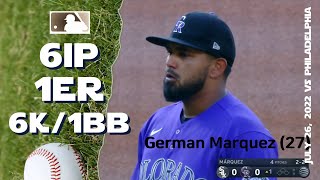 Germán Márquez | July 26, 2022 | MLB highlights