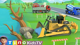 Bulldozer, Dump Truck & Wheel Loader Truck for Kids |  Zipline Transport Construction #28