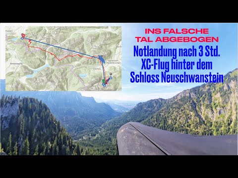 Gleitschirm Notlandung nach 35km XC hinter dem Schloss Neuschwanstein, Tegelberg