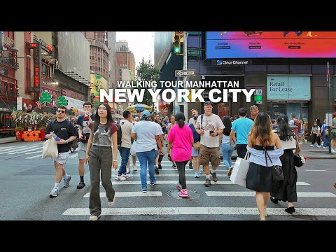 New York Manhattan Summer Walk, Broadway, 6th Ave, 42nd Street, Washington Square, Greenwich Village