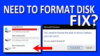 How To Fix "Format The Disk in Drive Before You Can Use it" | Windows 10 Drive