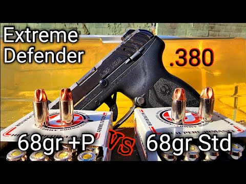 Underwood Extreme Defender .380acp 68gr +P \u0026 Standard Pressure Ballistic Gel Test