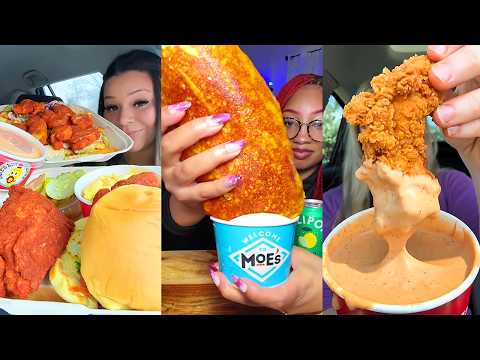 Asmr EATING 🍔| 172 | Giant Burrito, in-n-out, Jollibee, Wingstop, Subway, Raising Cane's and more!