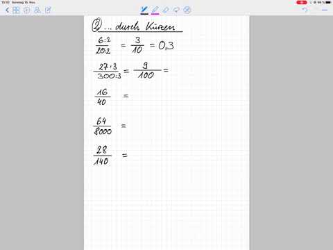 Umwandlung Bruch in Dezimalzahl mittels Kürzen