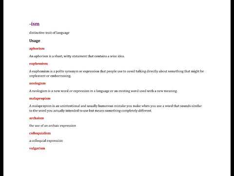 Ism  The root ism means distinctive