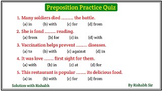 Preposition objective questions | Preposition in english grammar | Prepositions practice exercises