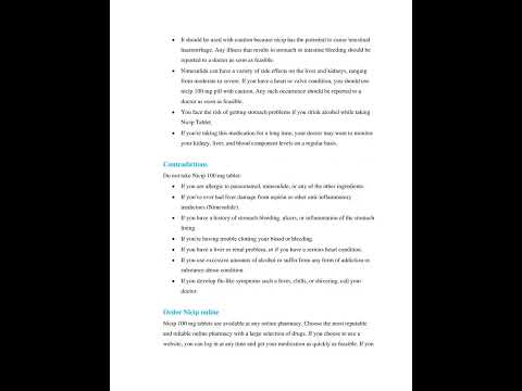 100mg Nicip Nimesulide Tablets