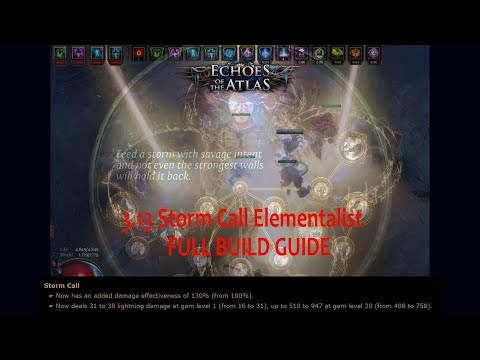 PoE 3.13 Storm Call Elementalist Full Build Guide / Leveling  And Endgame SkillTree PoB / Timestamp