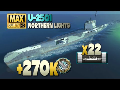 Submarine U-2501: 277k on map Northern Lights - World of Warships