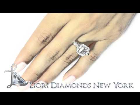 LC-016 - 3.72 Carat D-VVS1 Asscher Cut Diamond Engagement Ring 14k White Gold