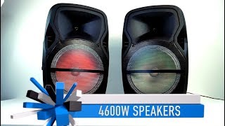 Portable Bluetooth Speaker RGB Lighted 4,600W Wireless Karaoke Speaker - 12-13 Hour Battery Life! ✅