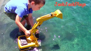 Construction Trucks for Kids: Beach Playtime: Toy Bruder Excavator Dump Truck Tonka Bulldozer Grader