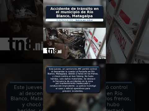 Accidente de tránsito en el municipio de Río Blanco, Matagalpa
