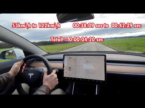Tesla Model 3 Acceleration Speed Test 0 to 100km Last Update V10 2020