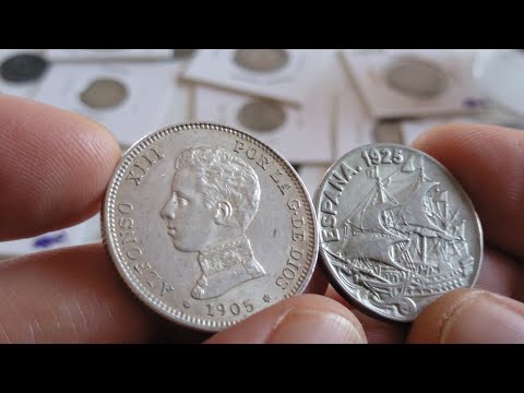 The coins of Alfonso XIII. Spain 1885 - 1931.